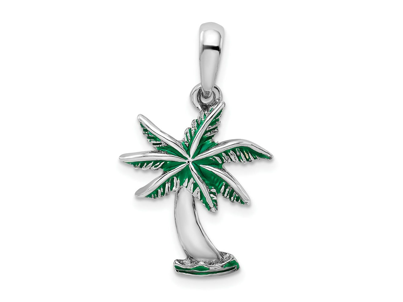 FJC Finejewelers 925 Sterling Silver Rhodium Plated Polished Enameled Palm Tree Charm 27 x 16 mm