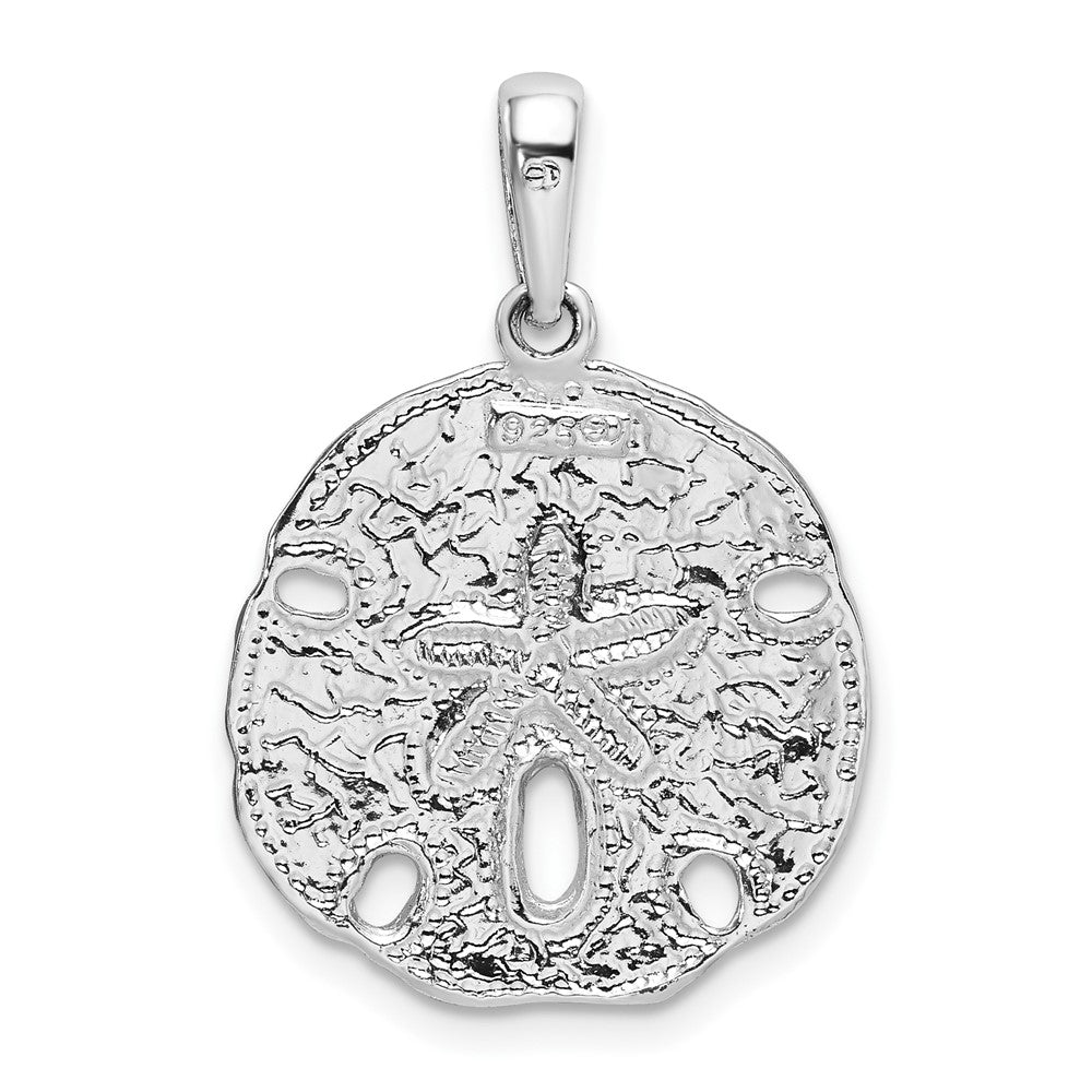 FJC Finejewelers 925 Sterling Silver Rhodium Plated Polished Enameled Sand Dollar Charm 27 x 18 mm