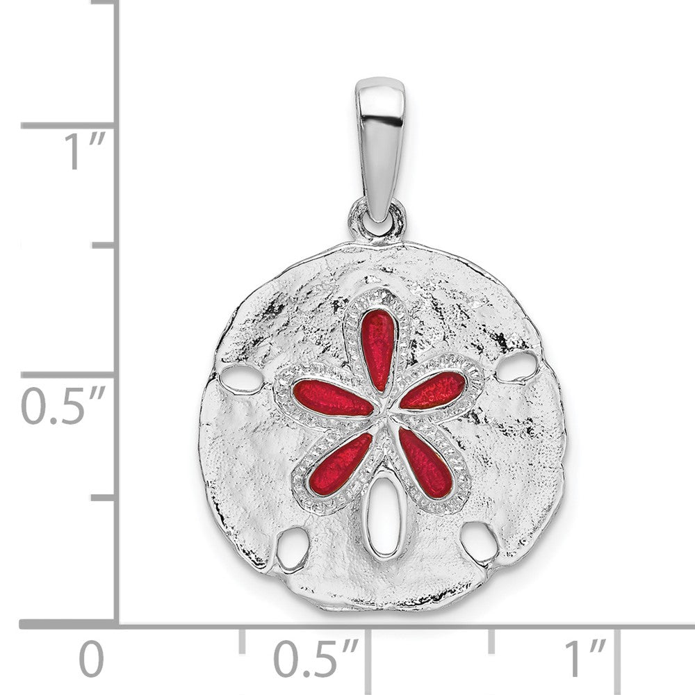 FJC Finejewelers 925 Sterling Silver Rhodium Plated Polished Enameled Sand Dollar Charm 27 x 18 mm