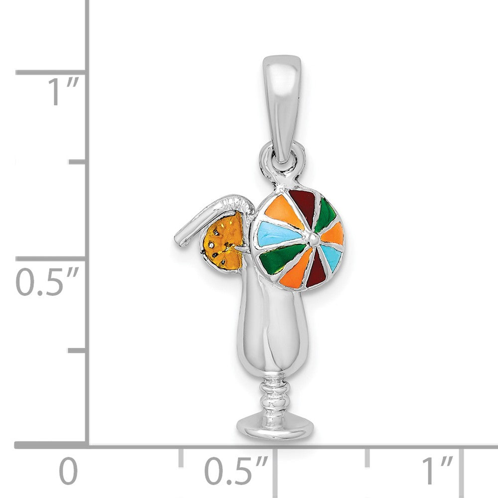 FJC Finejewelers 925 Sterling Silver d Polished Enameled Tropical Drink Charm 26 x 11 mm
