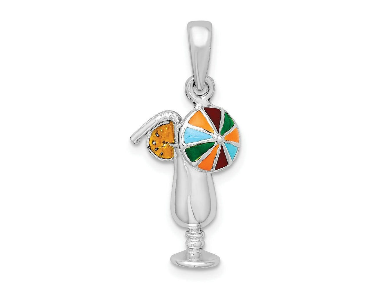 FJC Finejewelers 925 Sterling Silver d Polished Enameled Tropical Drink Charm 26 x 11 mm