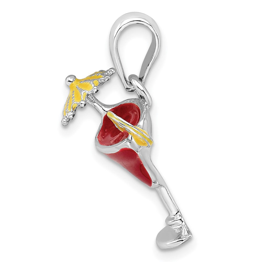 FJC Finejewelers 925 Sterling Silver Rhodium Plated Polished Enameled Margarita Charm 25 x 17 mm