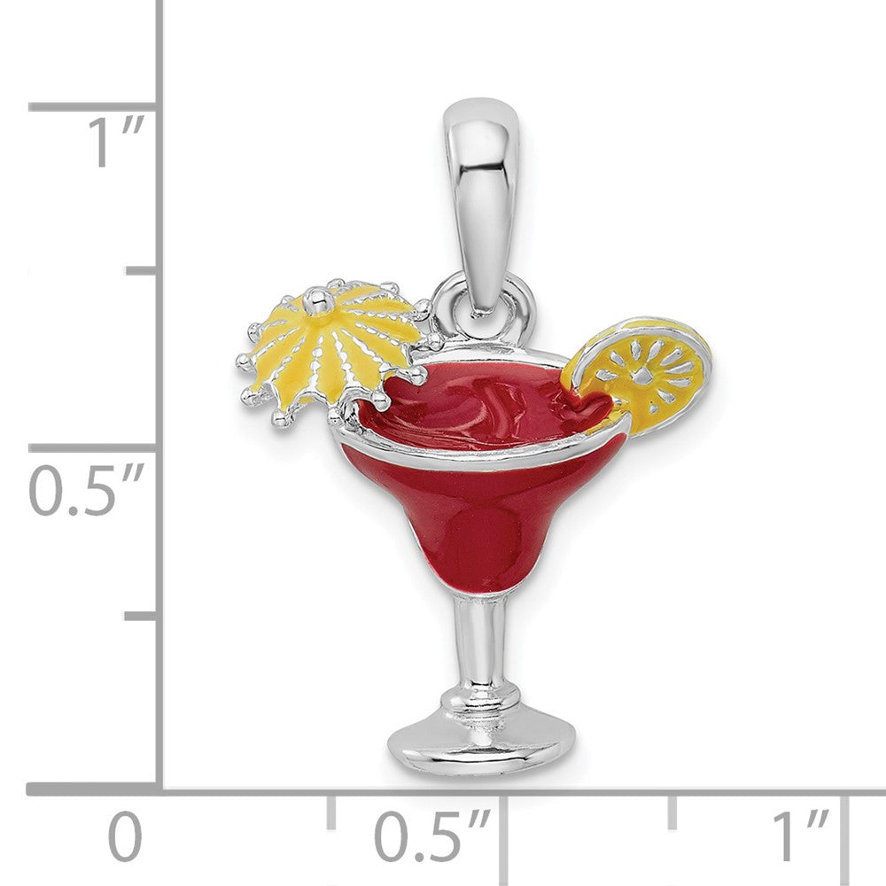 FJC Finejewelers 925 Sterling Silver Rhodium Plated Polished Enameled Margarita Charm 25 x 17 mm