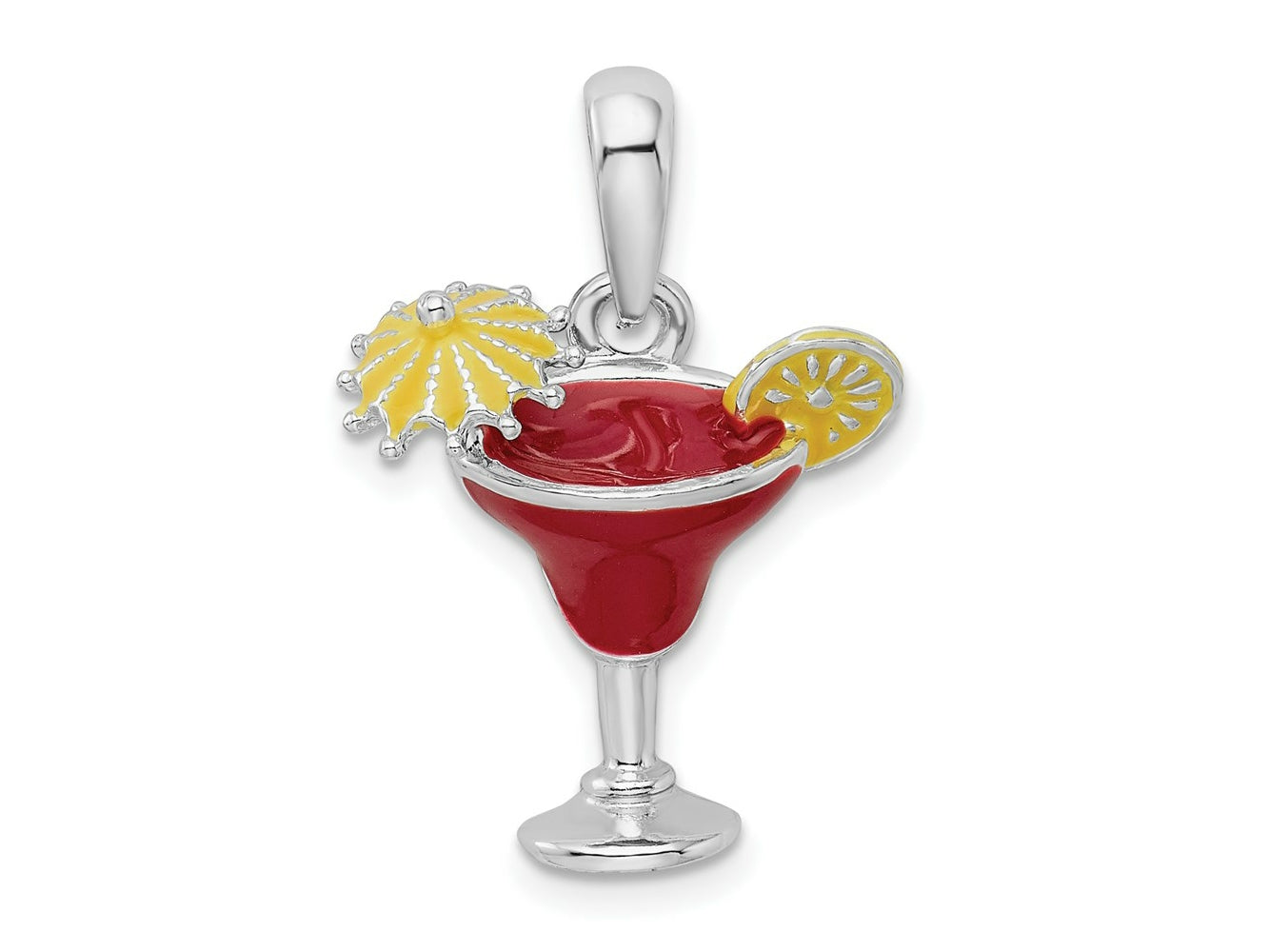 FJC Finejewelers 925 Sterling Silver Rhodium Plated Polished Enameled Margarita Charm 25 x 17 mm