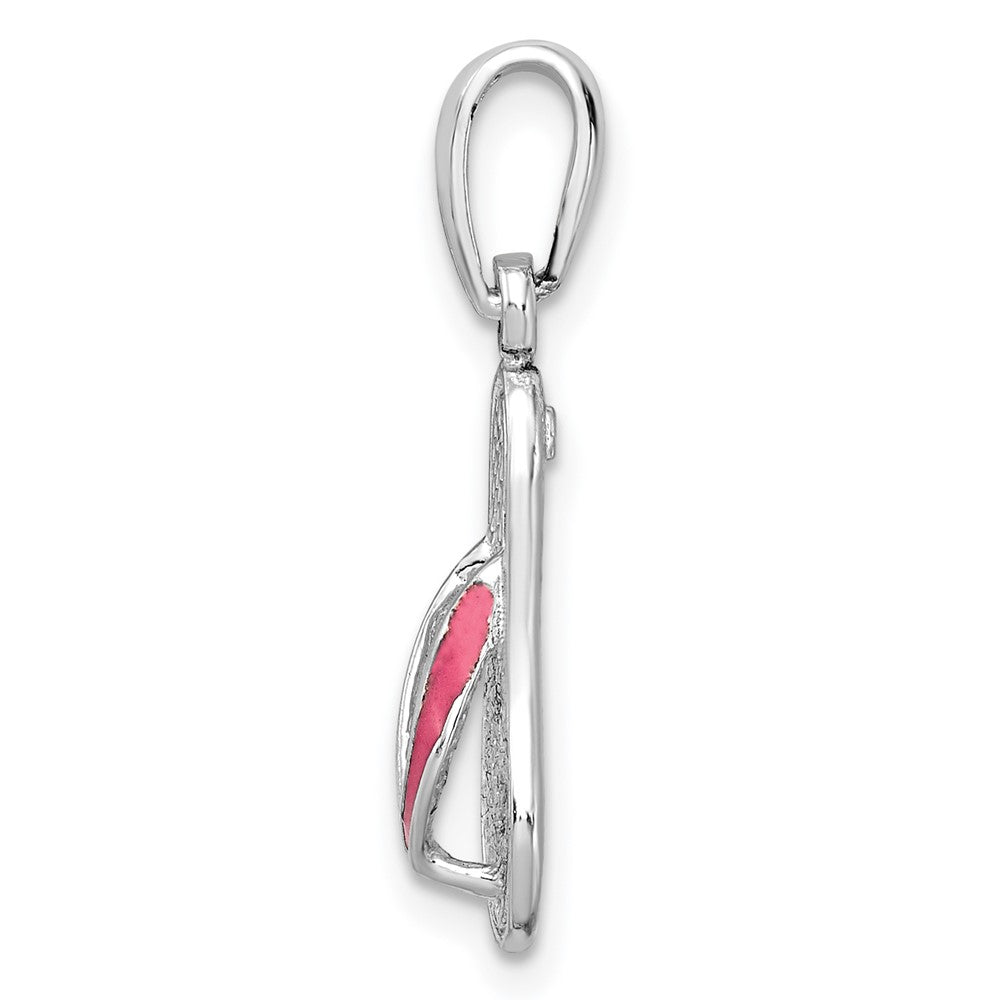 FJC Finejewelers 925 Sterling Silver Rhodium Plated Enameled Pink Flip-flop Charm 24 x 7 mm