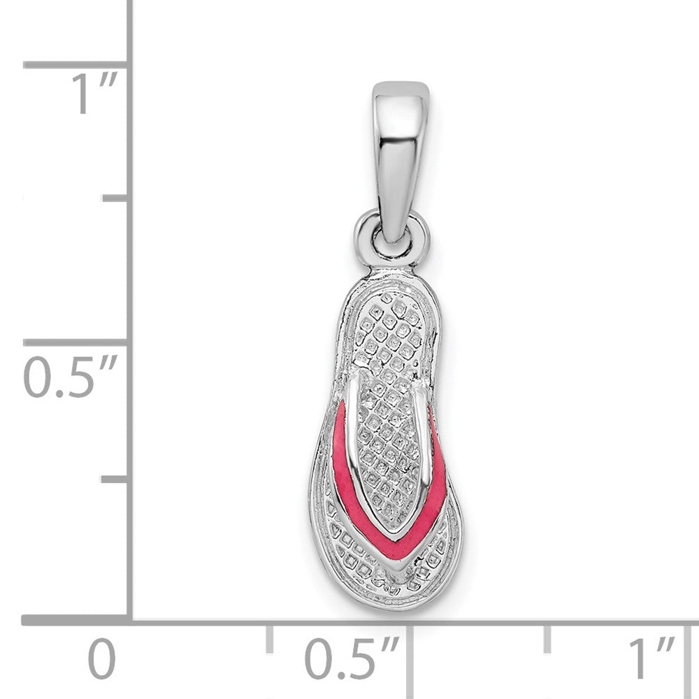 FJC Finejewelers 925 Sterling Silver Rhodium Plated Enameled Pink Flip-flop Charm 24 x 7 mm