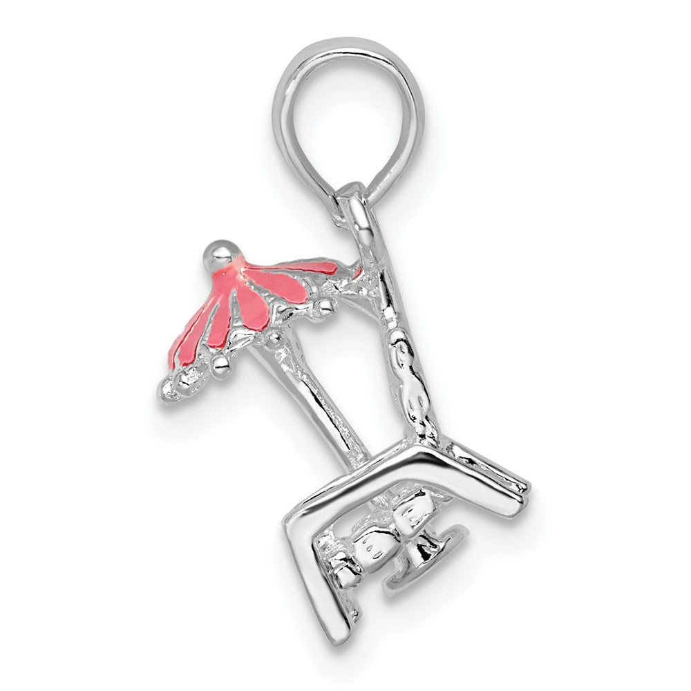 FJC Finejewelers 925 Sterling Silver Rhodium Plated 3D Enameled Beach Chair Charm 19 x 11 mm