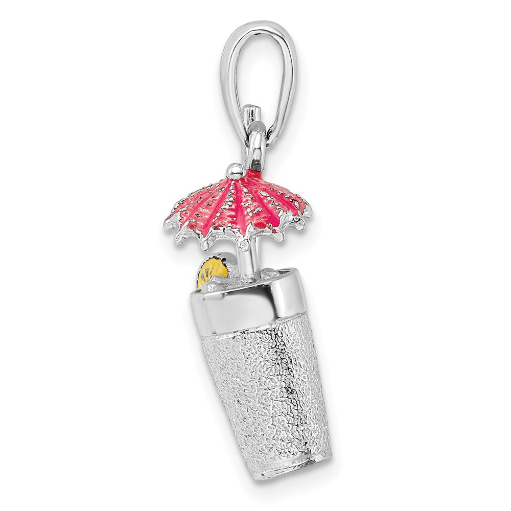 FJC Finejewelers 925 Sterling Silver Rhodium Plated 3D Enameled Cocktail Drink Charm 26 x 11 mm