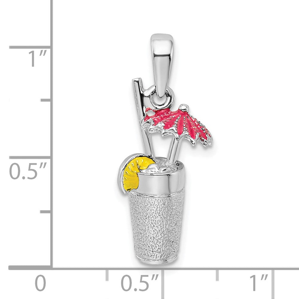 FJC Finejewelers 925 Sterling Silver Rhodium Plated 3D Enameled Cocktail Drink Charm 26 x 11 mm