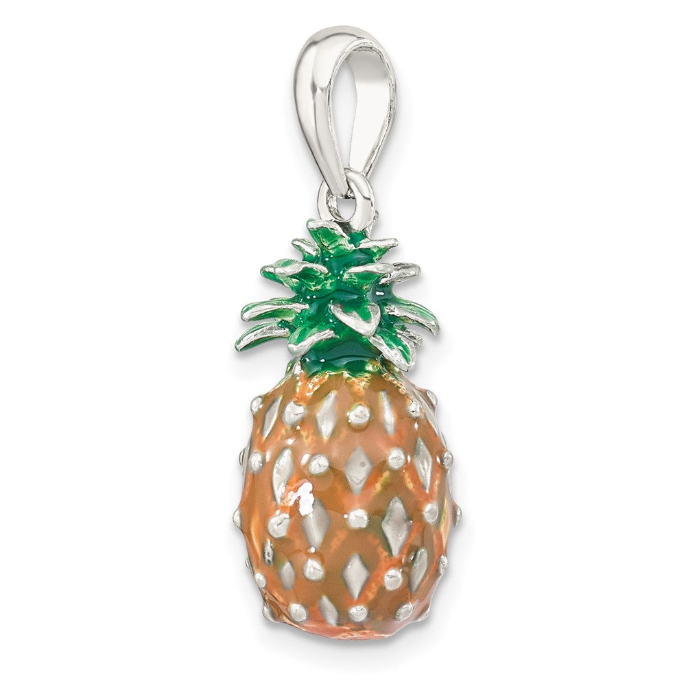 FJC Finejewelers 925 Sterling Silver d Polished 3D Enameled Pineapple Charm 27 x 10 mm