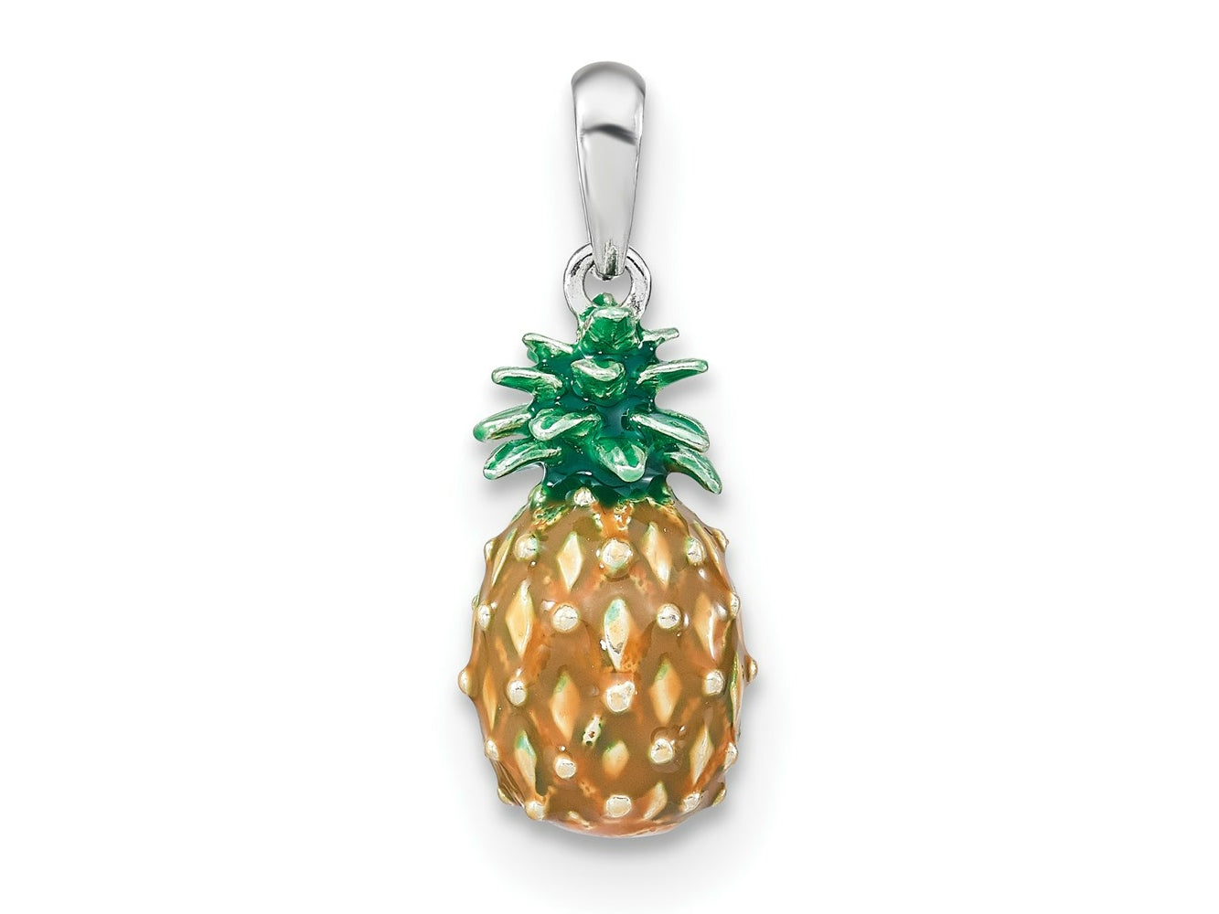 FJC Finejewelers 925 Sterling Silver d Polished 3D Enameled Pineapple Charm 27 x 10 mm