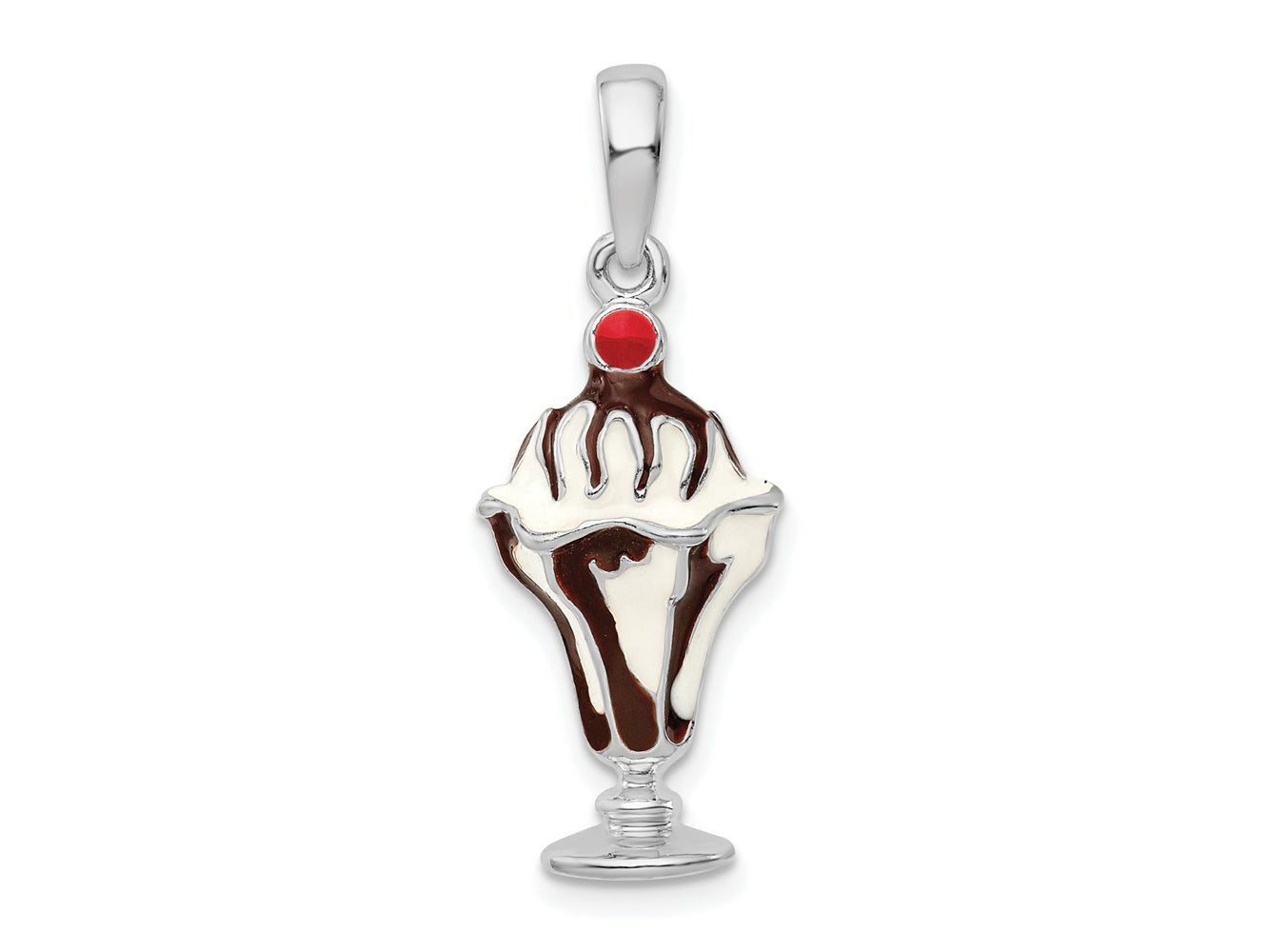 FJC Finejewelers 925 Sterling Silver Rhodium Plated Enameled Chocolate Sundae Charm 30 x 11 mm
