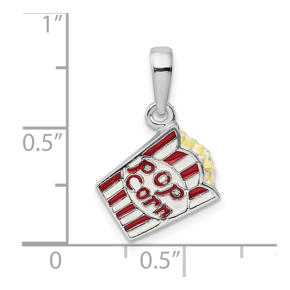 FJC Finejewelers 925 Sterling Silver Rhodium Plated 3D Enameled Bag of Popcorn Charm 21 x 13 mm