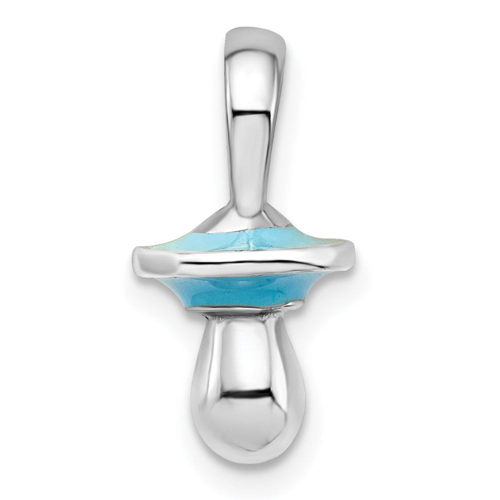 FJC Finejewelers 925 Sterling Silver Rhodium Plated 3D Blue Enameled Pacifier Charm