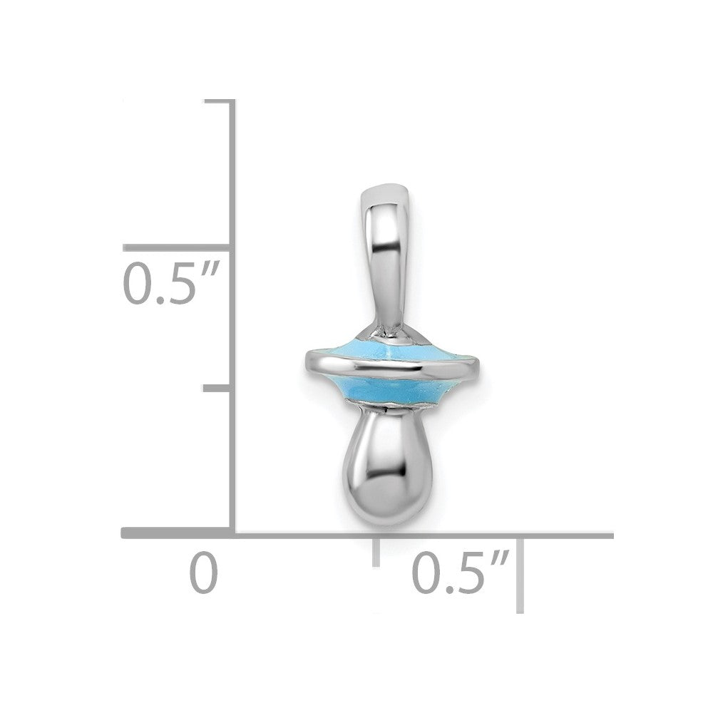 FJC Finejewelers 925 Sterling Silver Rhodium Plated 3D Blue Enameled Pacifier Charm