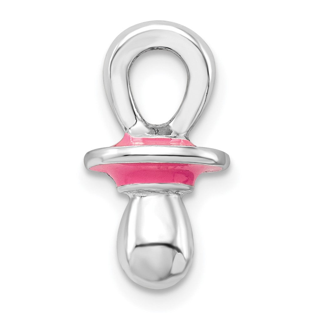 FJC Finejewelers 925 Sterling Silver Rhodium Plated 3D Pink Enameled Pacifier Charm