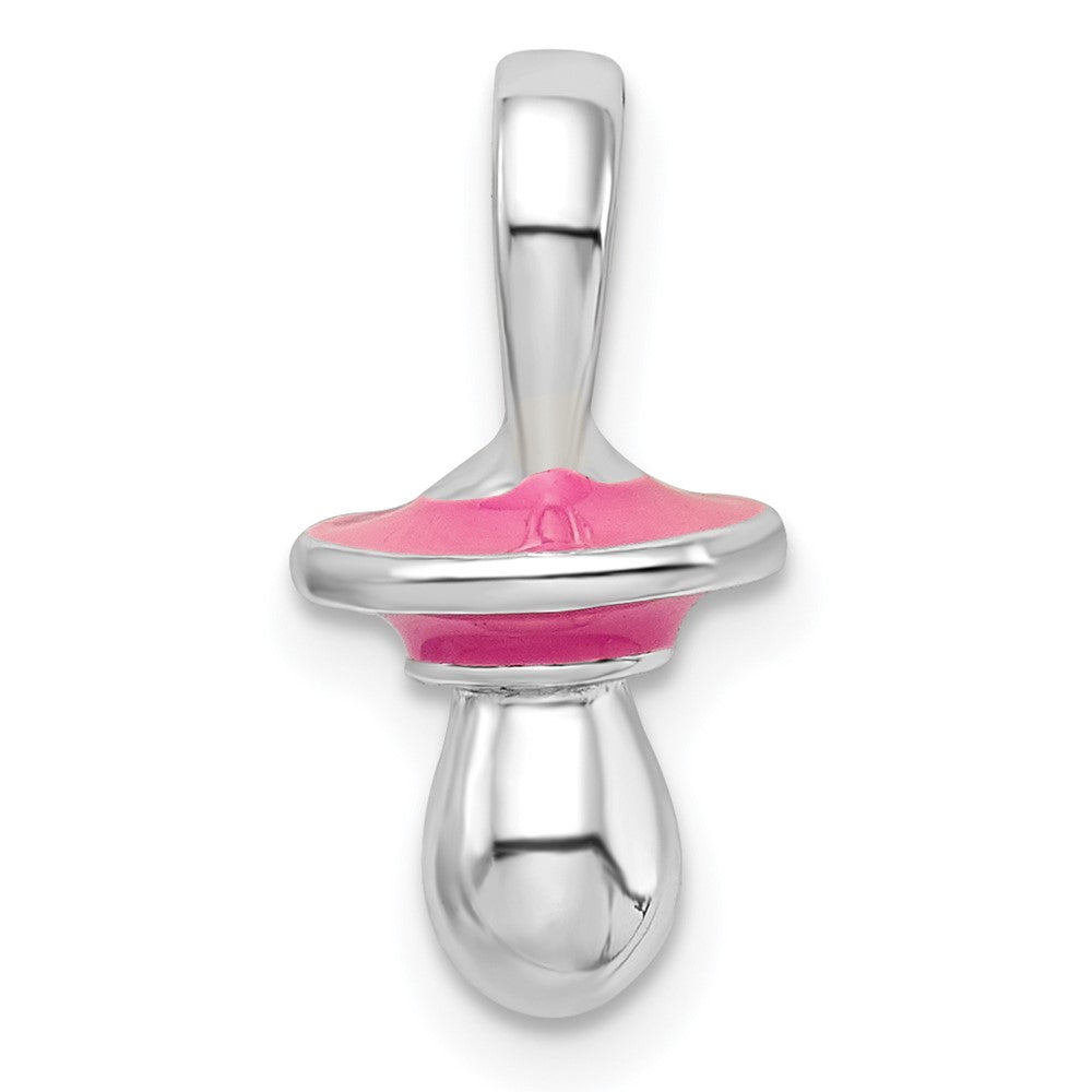 FJC Finejewelers 925 Sterling Silver Rhodium Plated 3D Pink Enameled Pacifier Charm