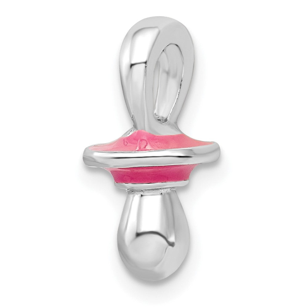 FJC Finejewelers 925 Sterling Silver Rhodium Plated 3D Pink Enameled Pacifier Charm