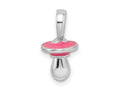 FJC Finejewelers 925 Sterling Silver Rhodium Plated 3D Pink Enameled Pacifier Charm