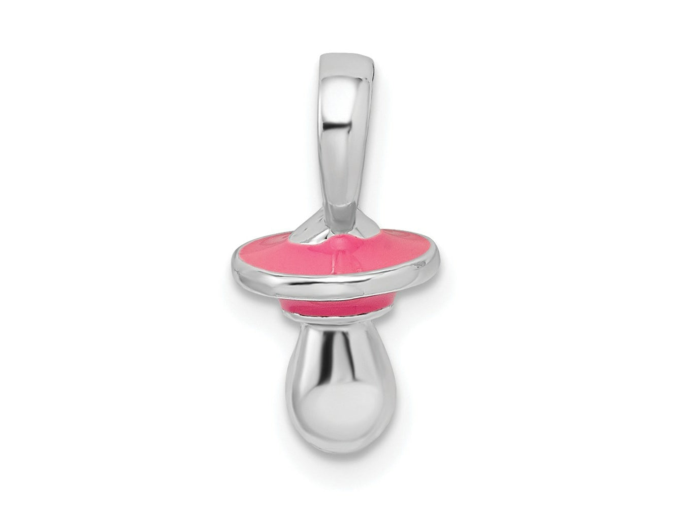 FJC Finejewelers 925 Sterling Silver Rhodium Plated 3D Pink Enameled Pacifier Charm
