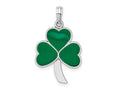 FJC Finejewelers 925 Sterling Silver Rhodium Plated Polished Enameled Shamrock Charm 15 mm