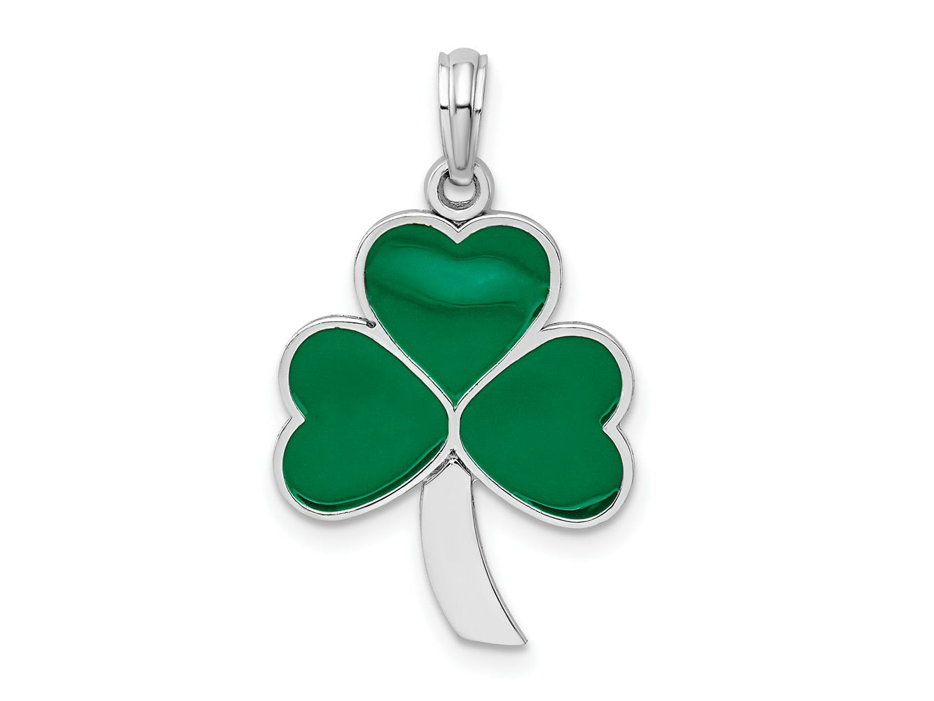 FJC Finejewelers 925 Sterling Silver Rhodium Plated Polished Enameled Shamrock Charm 15 mm