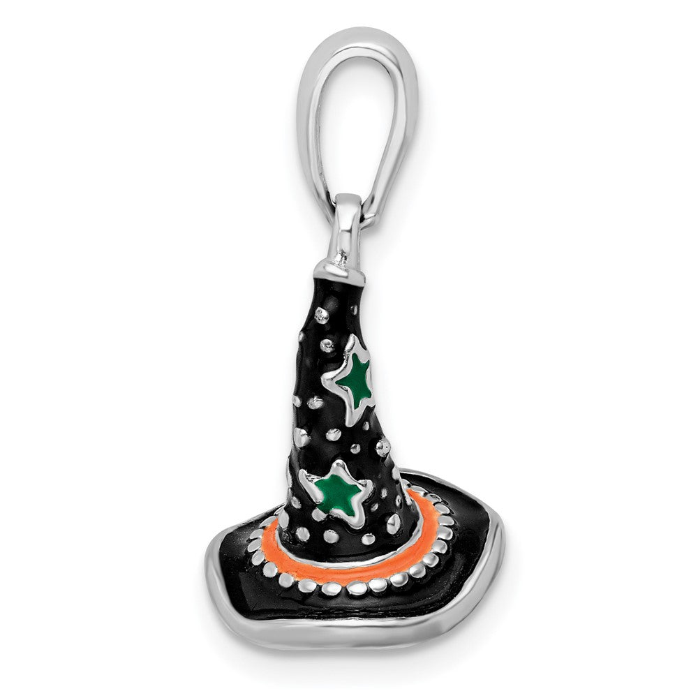 FJC Finejewelers 925 Sterling Silver Rhodium Plated Polished 3D Enameled Witch Hat Charm 11 mm