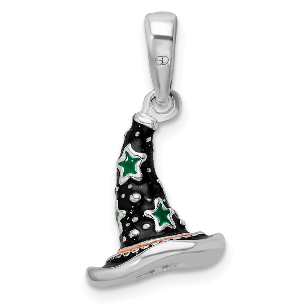 FJC Finejewelers 925 Sterling Silver Rhodium Plated Polished 3D Enameled Witch Hat Charm 11 mm