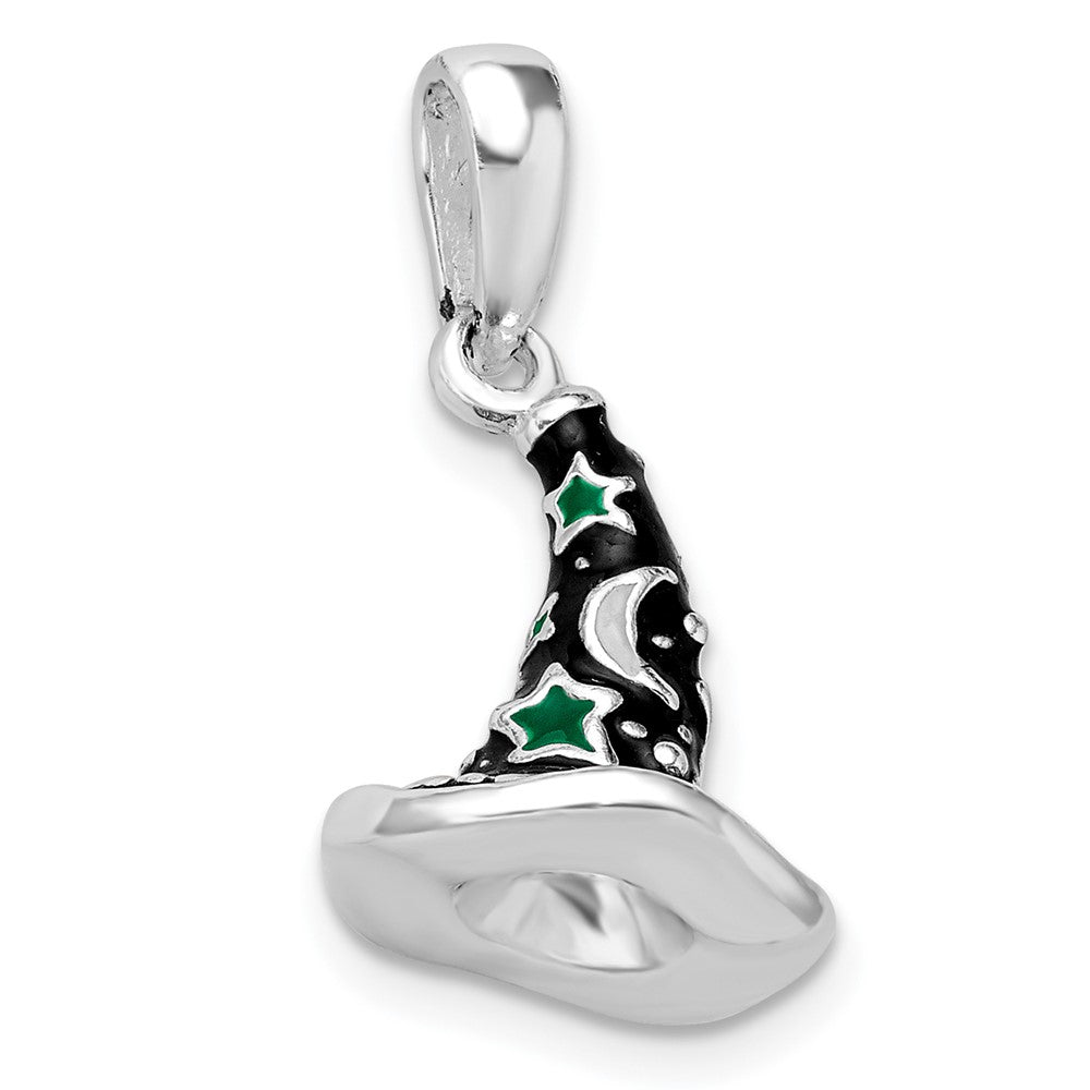 FJC Finejewelers 925 Sterling Silver Rhodium Plated Polished 3D Enameled Witch Hat Charm 11 mm