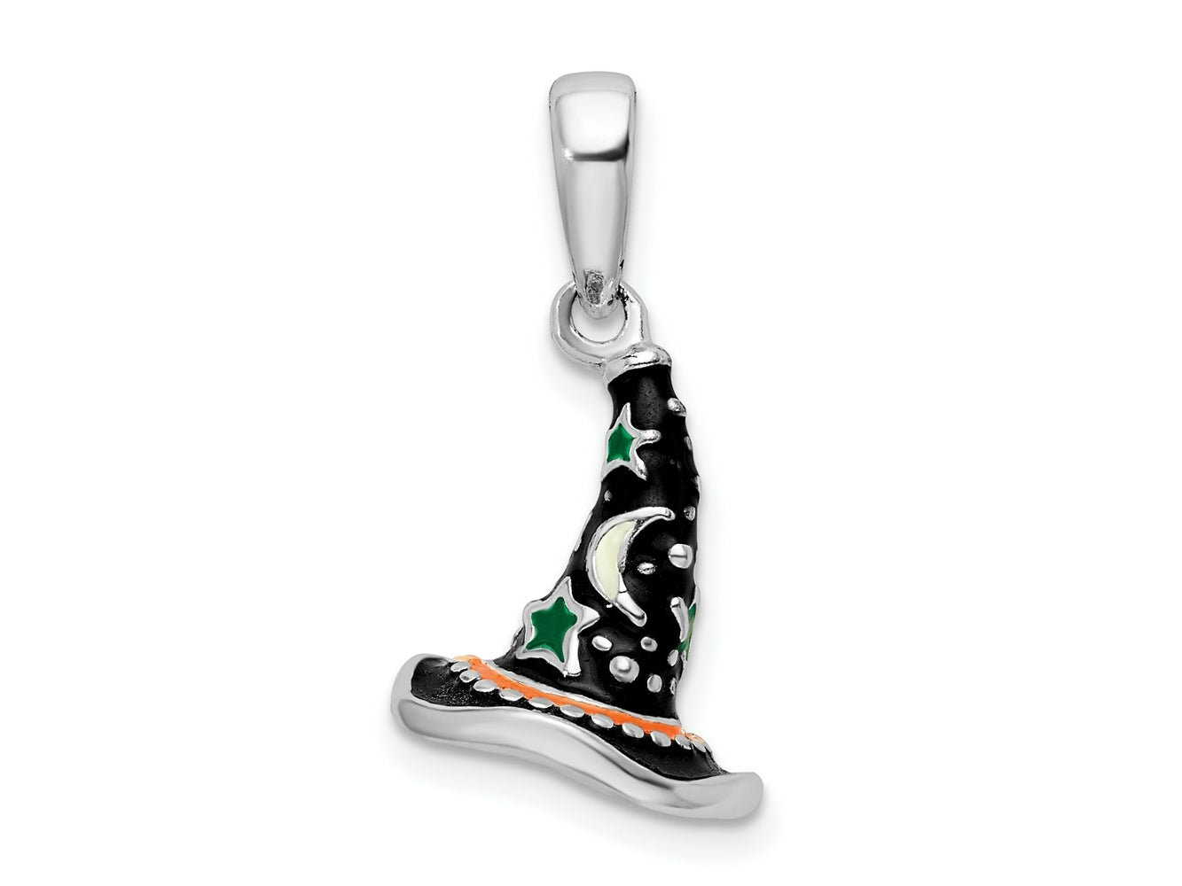FJC Finejewelers 925 Sterling Silver Rhodium Plated Polished 3D Enameled Witch Hat Charm 11 mm