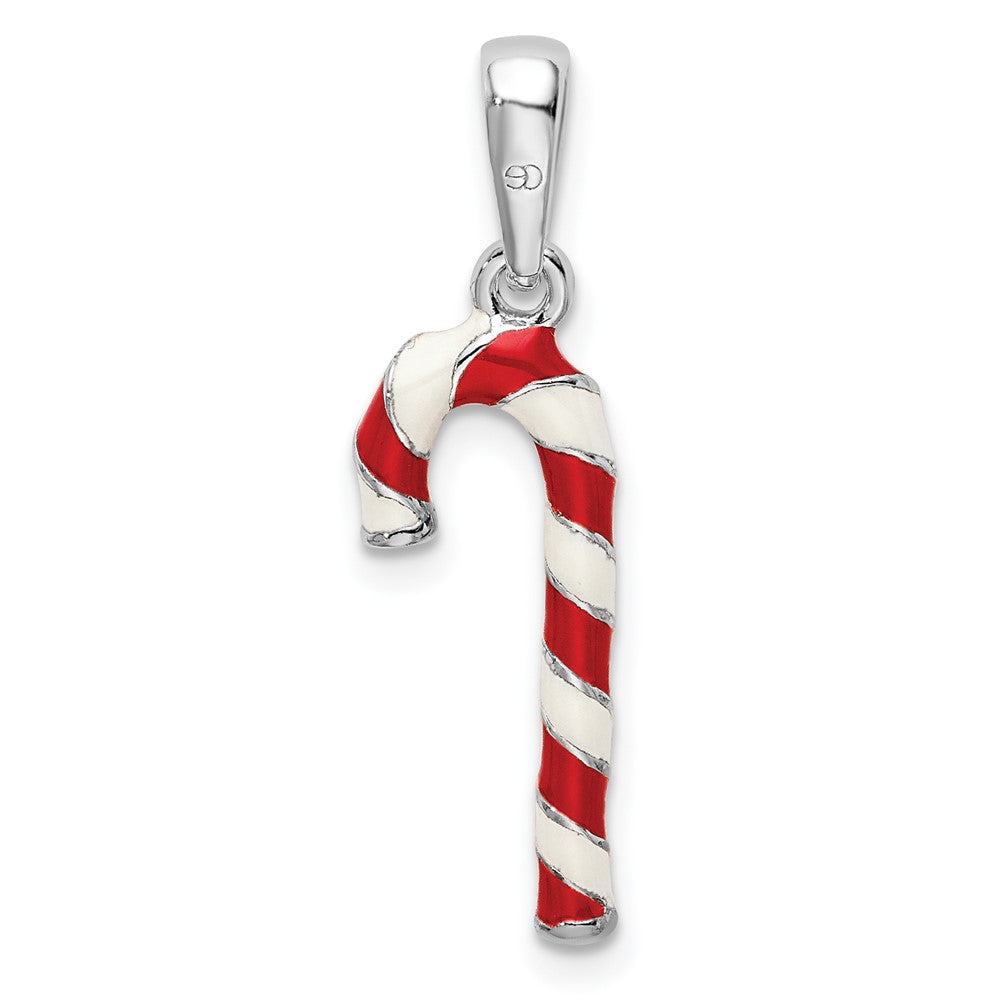 FJC Finejewelers 925 Sterling Silver Rhodium Plated 3D Enameled Candy Cane Charm 7 mm