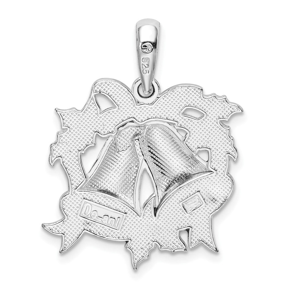 FJC Finejewelers 925 Sterling Silver Rhodium Plated Polished Enameled Bells/Holly Charm 21 mm