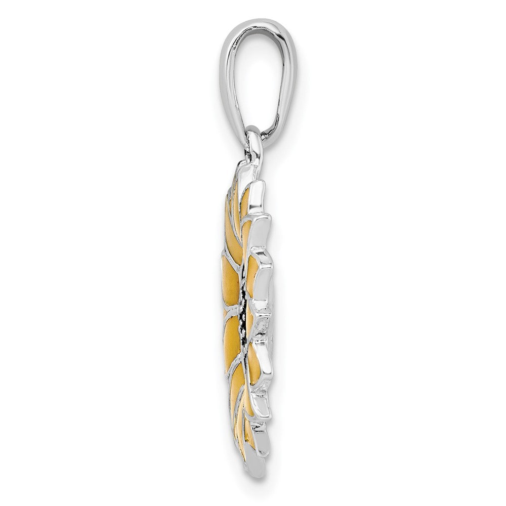 FJC Finejewelers 925 Sterling Silver Rhodium Plated Polished Enameled Sunflower Charm 19 mm