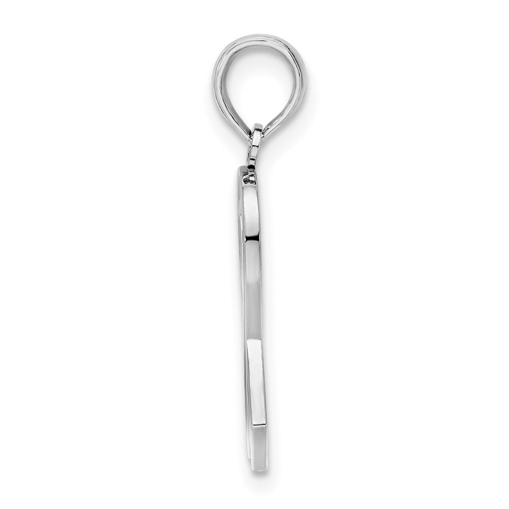 FJC Finejewelers 925 Sterling Silver Rhodium Plated Polished Enameled Pink Ribbon Charm 17 x 6 mm