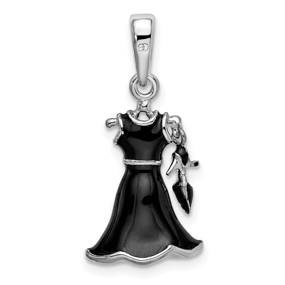 FJC Finejewelers 925 Sterling Silver Rhodium Plated 3D Enameled Black Dress and Shoe Charm 25 x 11 mm