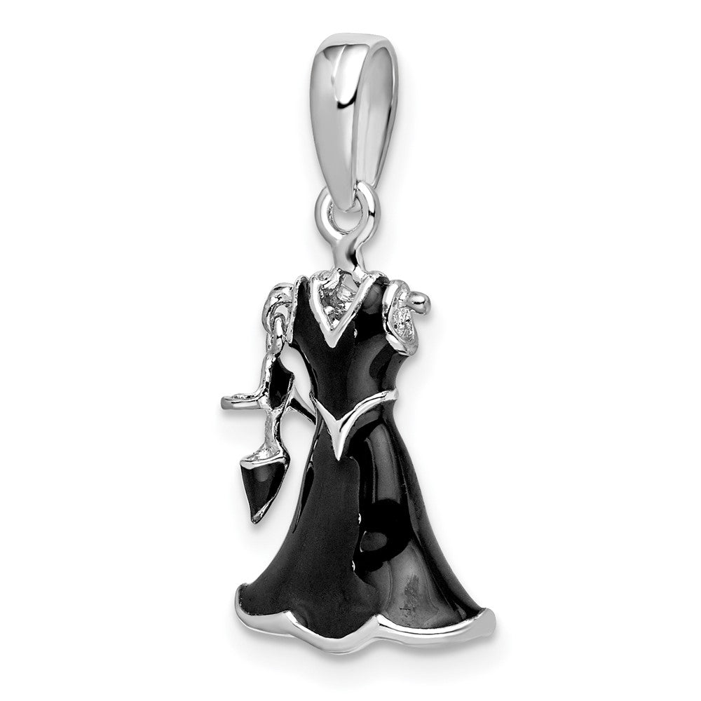 FJC Finejewelers 925 Sterling Silver Rhodium Plated 3D Enameled Black Dress and Shoe Charm 25 x 11 mm