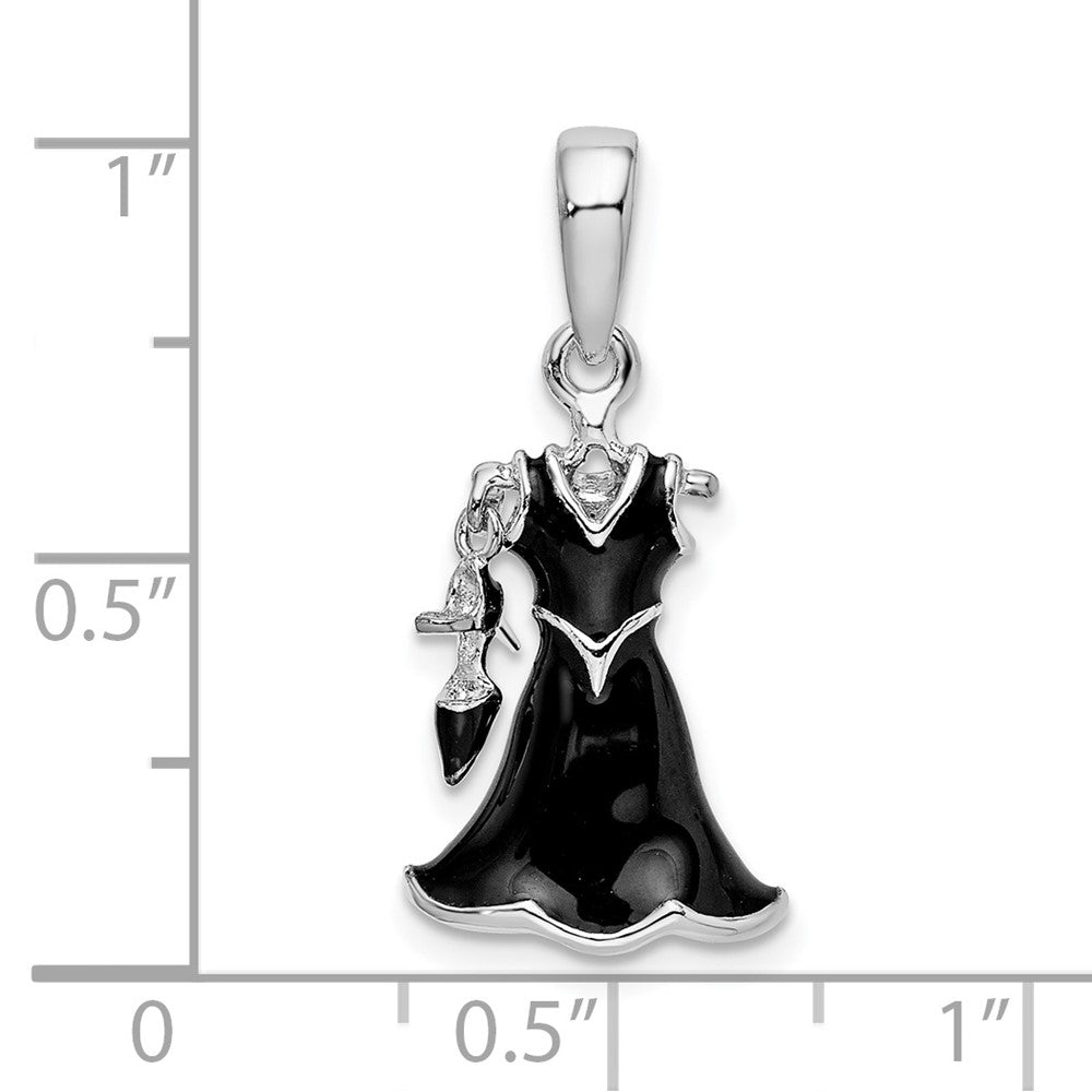 FJC Finejewelers 925 Sterling Silver Rhodium Plated 3D Enameled Black Dress and Shoe Charm 25 x 11 mm