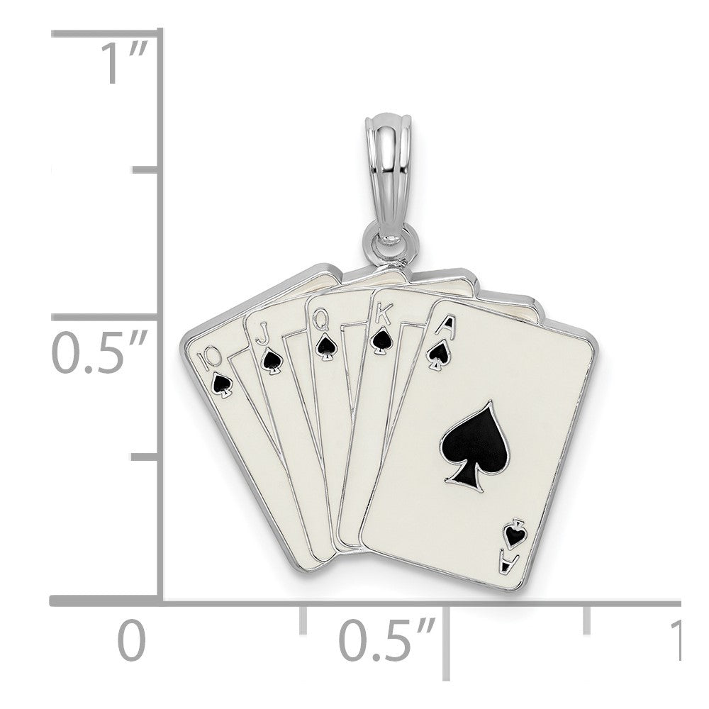 FJC Finejewelers 925 Sterling Silver Rhodium Plated Enameled Cards Royal Flush Charm 18 mm