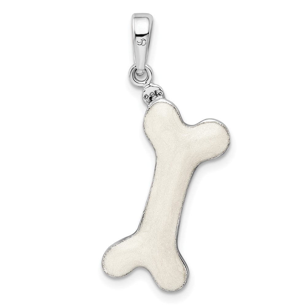 FJC Finejewelers 925 Sterling Silver Rhodium Plated Polished 3D Enameled Dog Bone Charm 9 mm