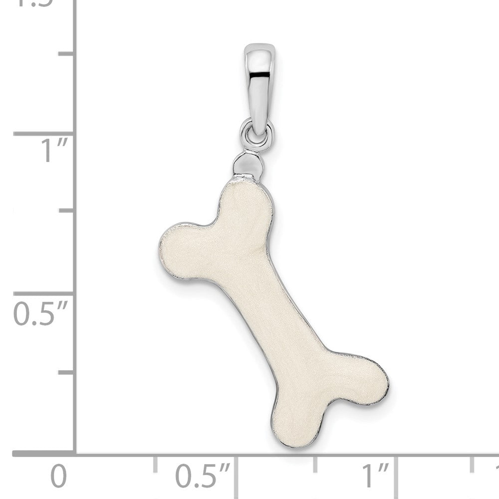 FJC Finejewelers 925 Sterling Silver Rhodium Plated Polished 3D Enameled Dog Bone Charm 9 mm