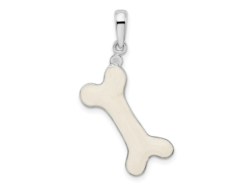 FJC Finejewelers 925 Sterling Silver Rhodium Plated Polished 3D Enameled Dog Bone Charm 9 mm