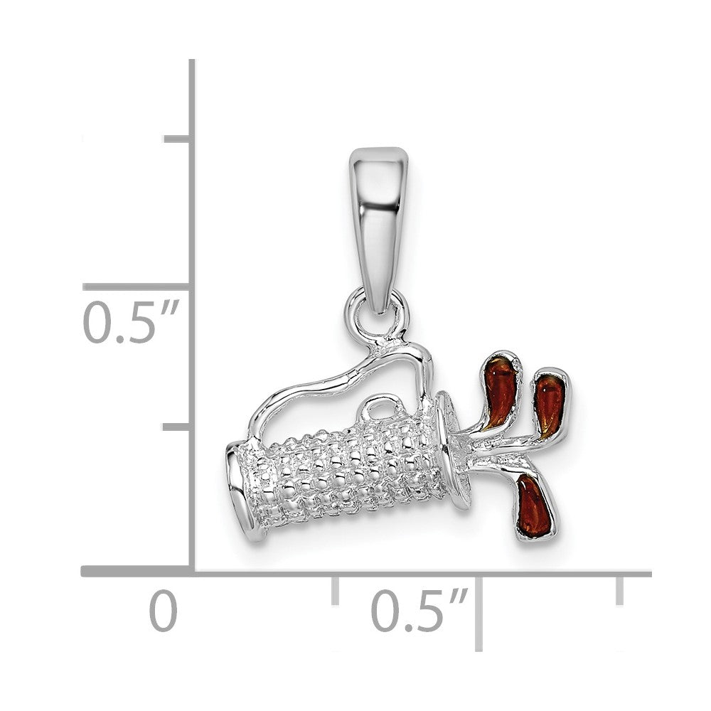 FJC Finejewelers 925 Sterling Silver Rhodium Plated Polished 3D Enameled Golf Bag Charm 15 mm