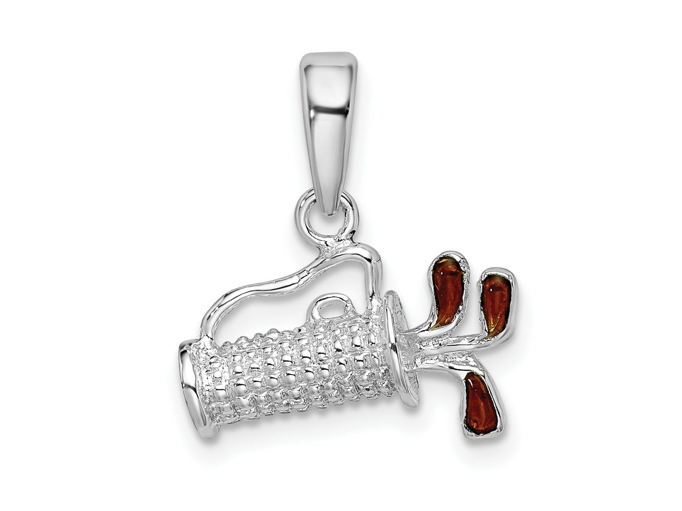 FJC Finejewelers 925 Sterling Silver Rhodium Plated Polished 3D Enameled Golf Bag Charm 15 mm