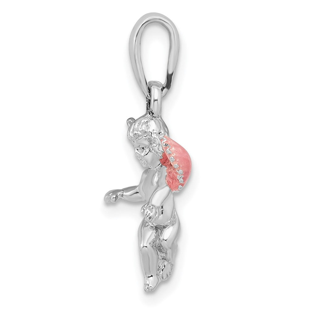 FJC Finejewelers 925 Sterling Silver Rhodium Plated Polished 3D Enameled Angel Charm 23 x 12 mm