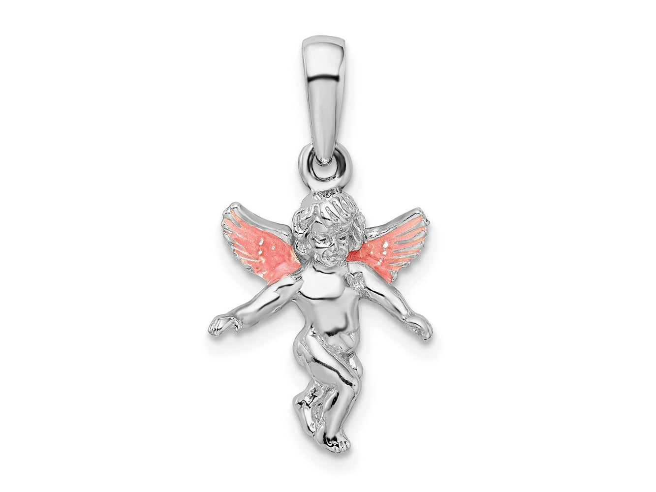 FJC Finejewelers 925 Sterling Silver Rhodium Plated Polished 3D Enameled Angel Charm 23 x 12 mm