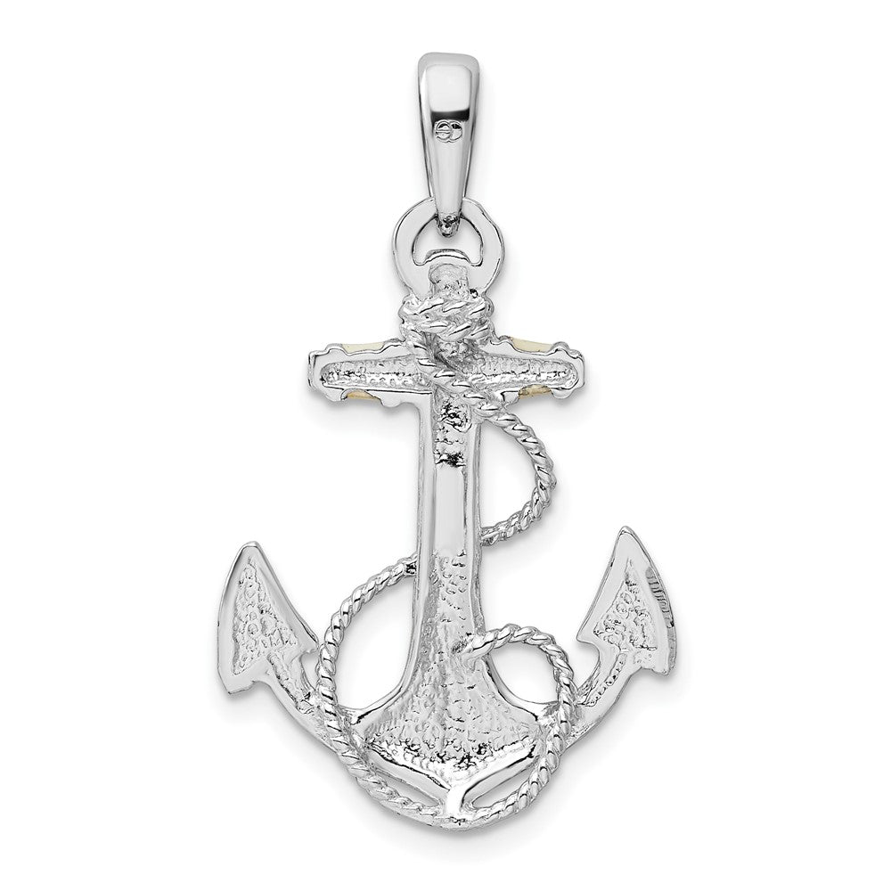 FJC Finejewelers 925 Sterling Silver Rhodium Plated Enameled Anchor with Rope Charm 32 x 18 mm
