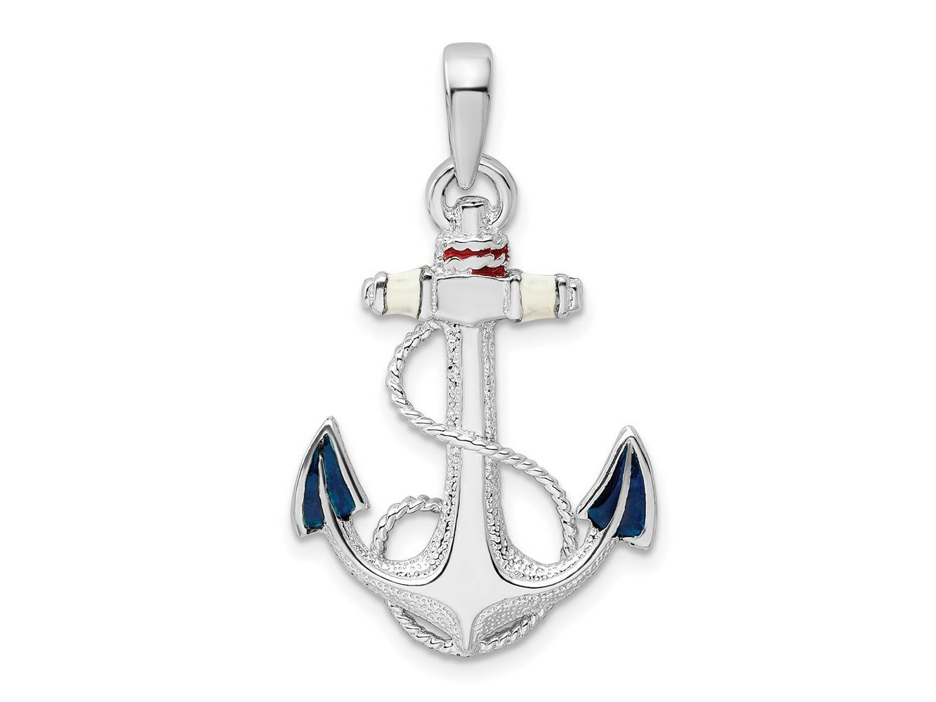 FJC Finejewelers 925 Sterling Silver Rhodium Plated Enameled Anchor with Rope Charm 32 x 18 mm