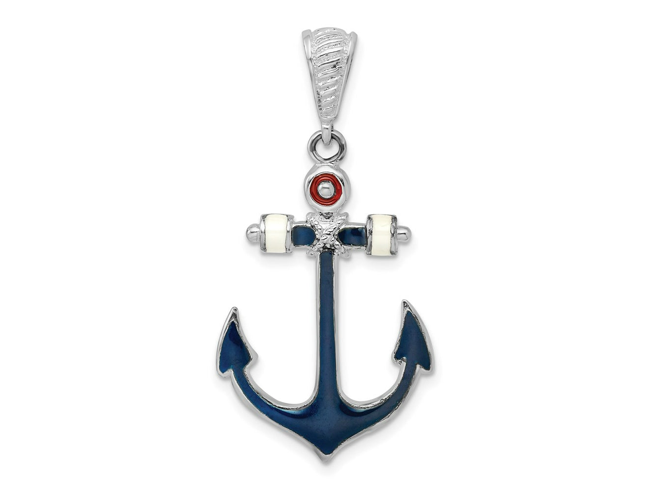 FJC Finejewelers 925 Sterling Silver Rhodium Plated Polished Enameled Anchor Charm 41 x 20 mm