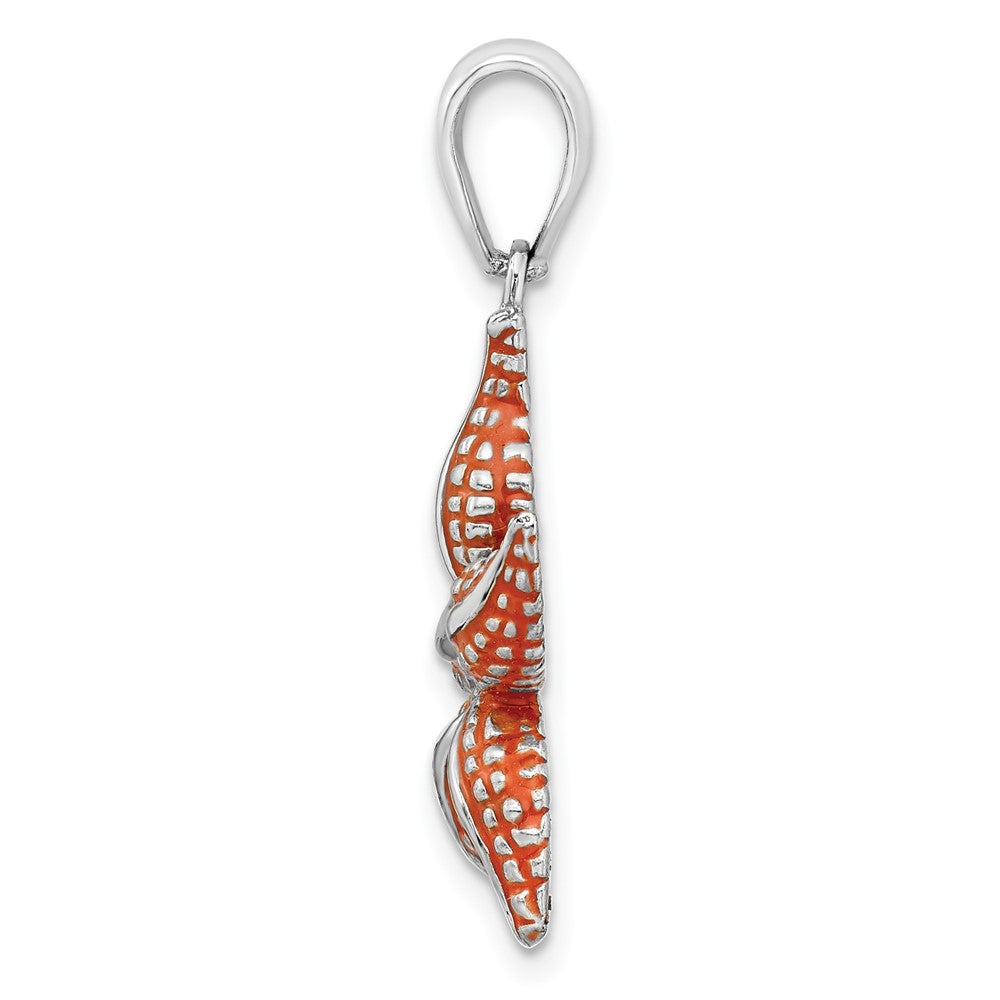 FJC Finejewelers 925 Sterling Silver Rhodium Plated Enameled Orange Starfish Charm 29 x 19 mm