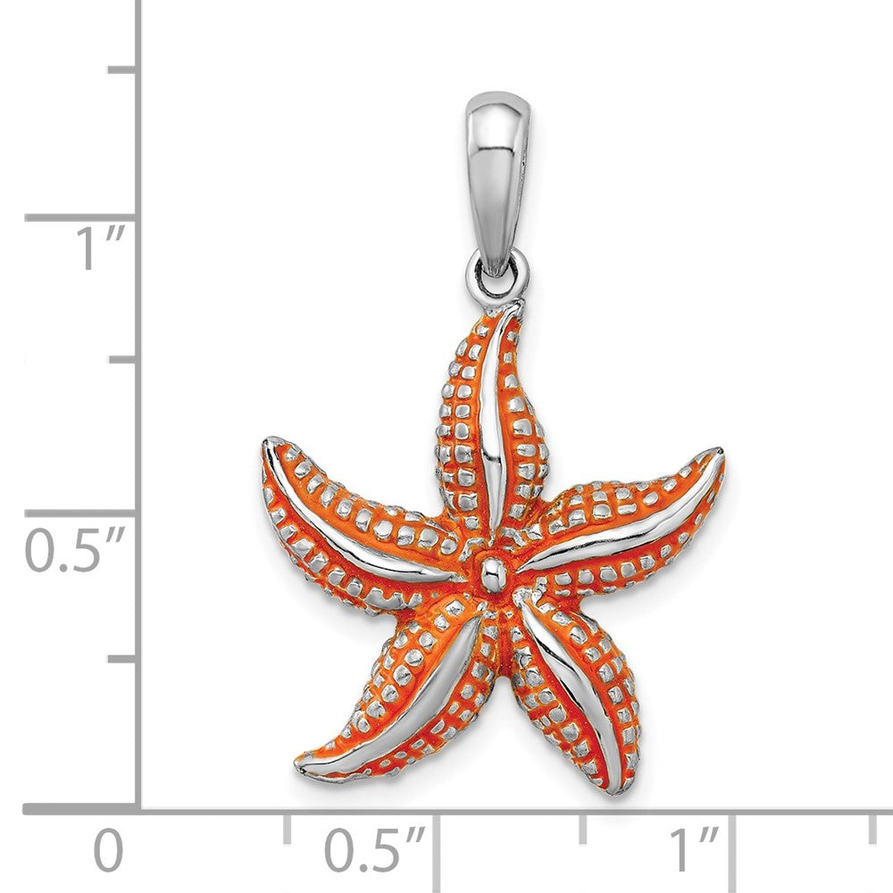 FJC Finejewelers 925 Sterling Silver Rhodium Plated Enameled Orange Starfish Charm 29 x 19 mm